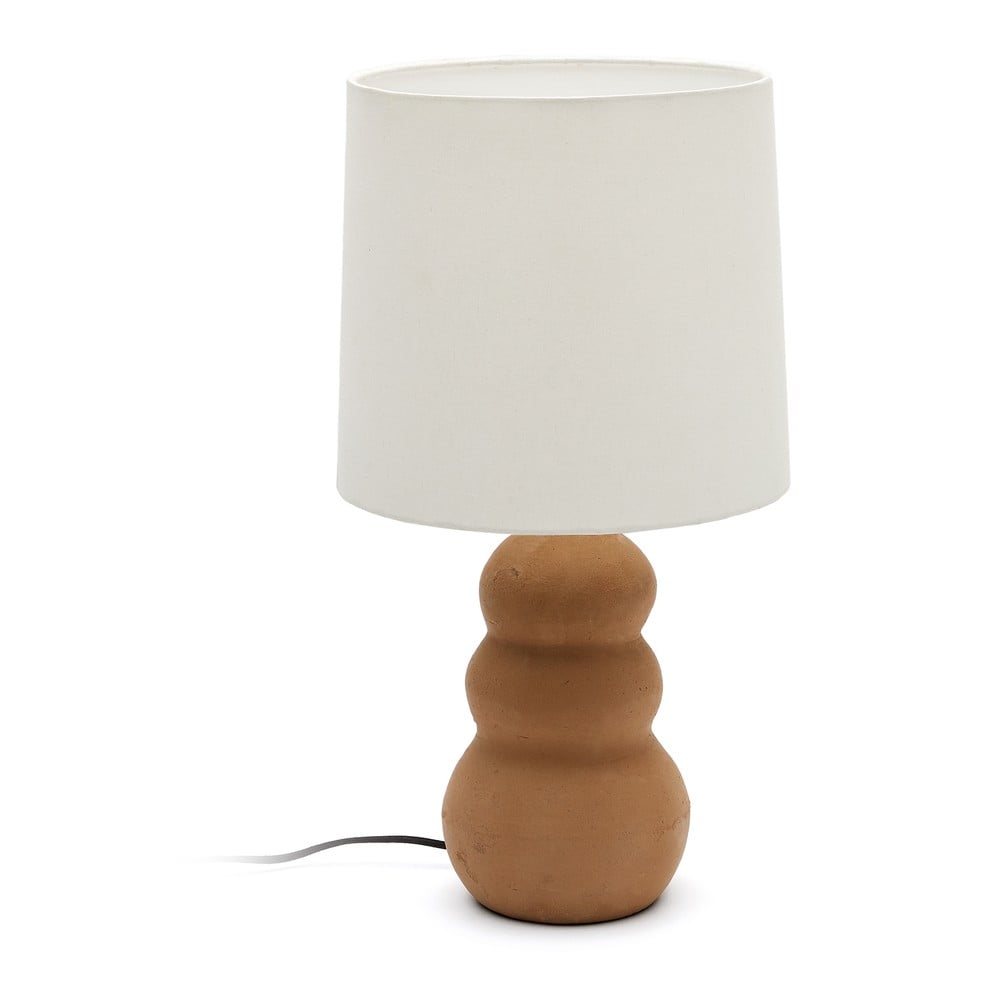 Fehér-barna asztali lámpa textil búrával (magasság 55 cm) Madsen – Kave Home