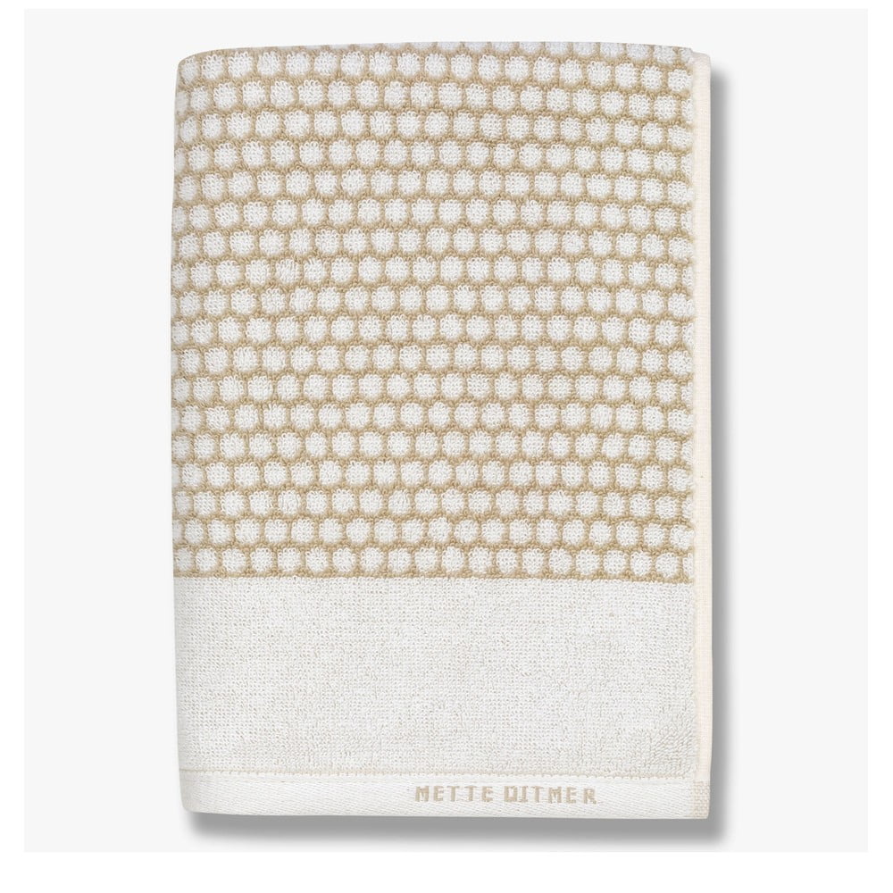 Fehér-bézs pamut fürdőlepedő 70x140 cm Grid – Mette Ditmer Denmark