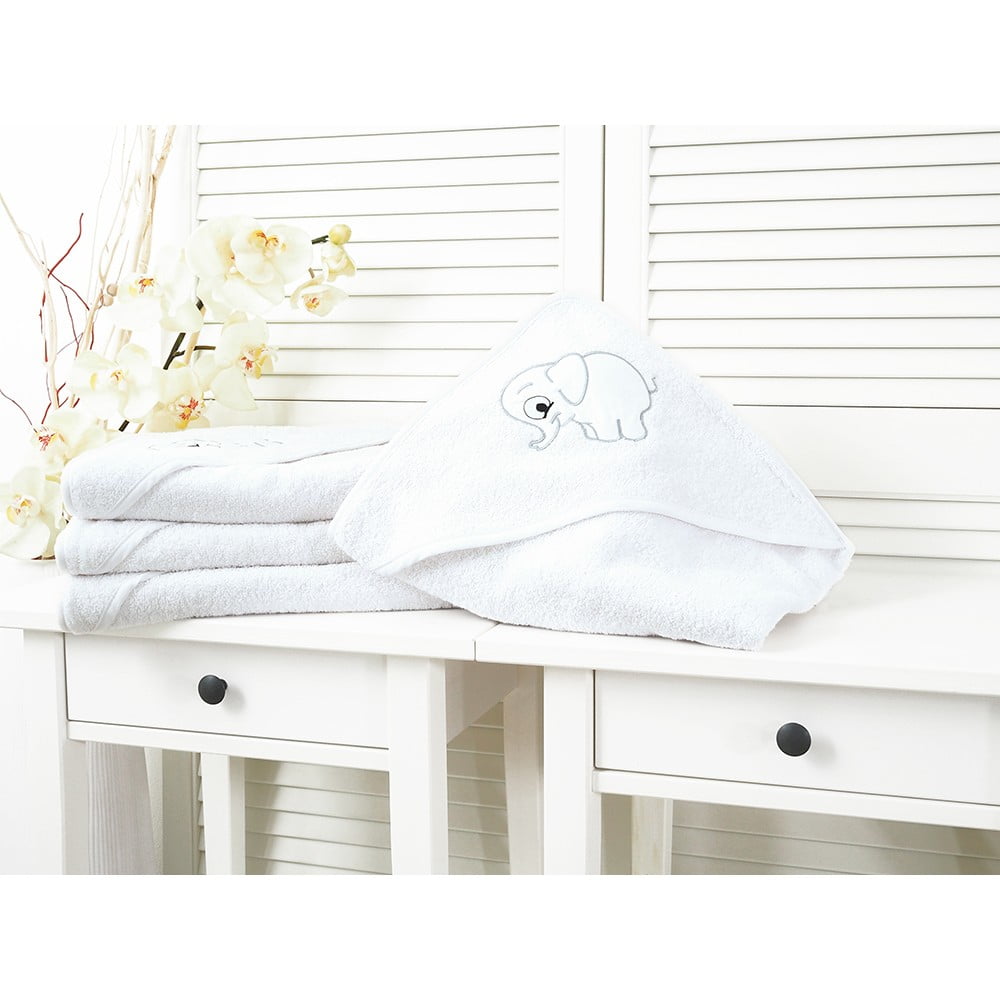 Fehér frottír kapucnis gyerek fürdőlepedő 90x100 cm Baby – B.E.S.