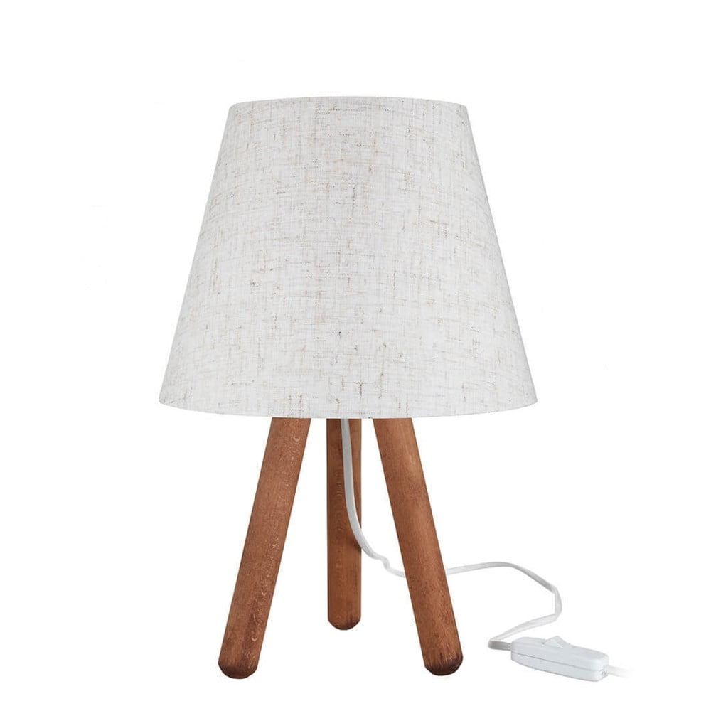 Fehér-natúr színű asztali lámpa textil búrával (magasság 33,5 cm) – Squid Lighting