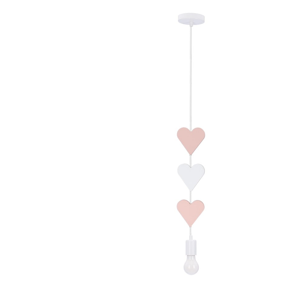 Fehér-rózsaszín gyerek lámpa fém búrával Hearts – Candellux Lighting