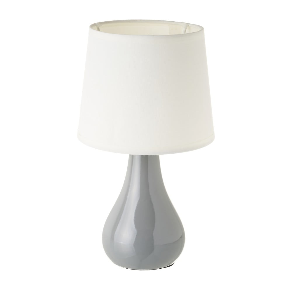 Fehér-szürke kerámia asztali lámpa textil búrával (magasság 26 cm) – Casa Selección