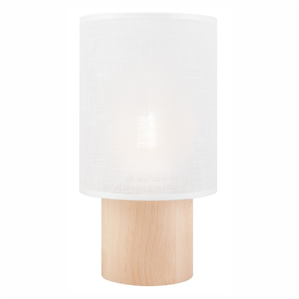 Fehér-világosbarna asztali lámpa textil búrával (magasság 30 cm) Ari – LAMKUR