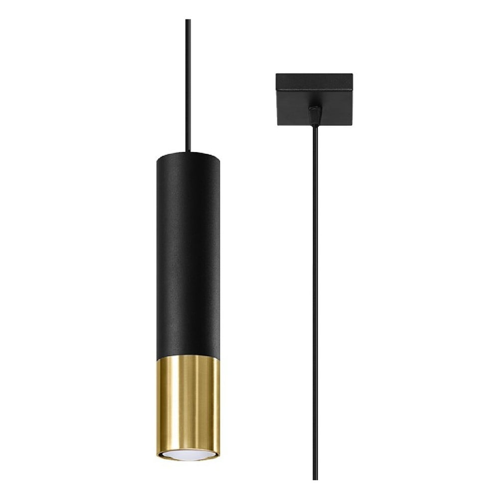 Fekete-aranyszínű függőlámpa fém búrával 8x8 cm Longbot - Nice Lamps