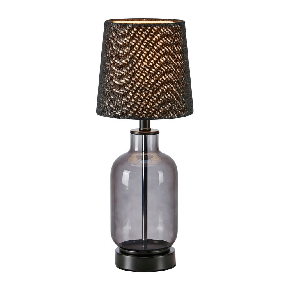 Fekete asztali lámpa juta búrával (magasság 43 cm) Costero – Markslöjd