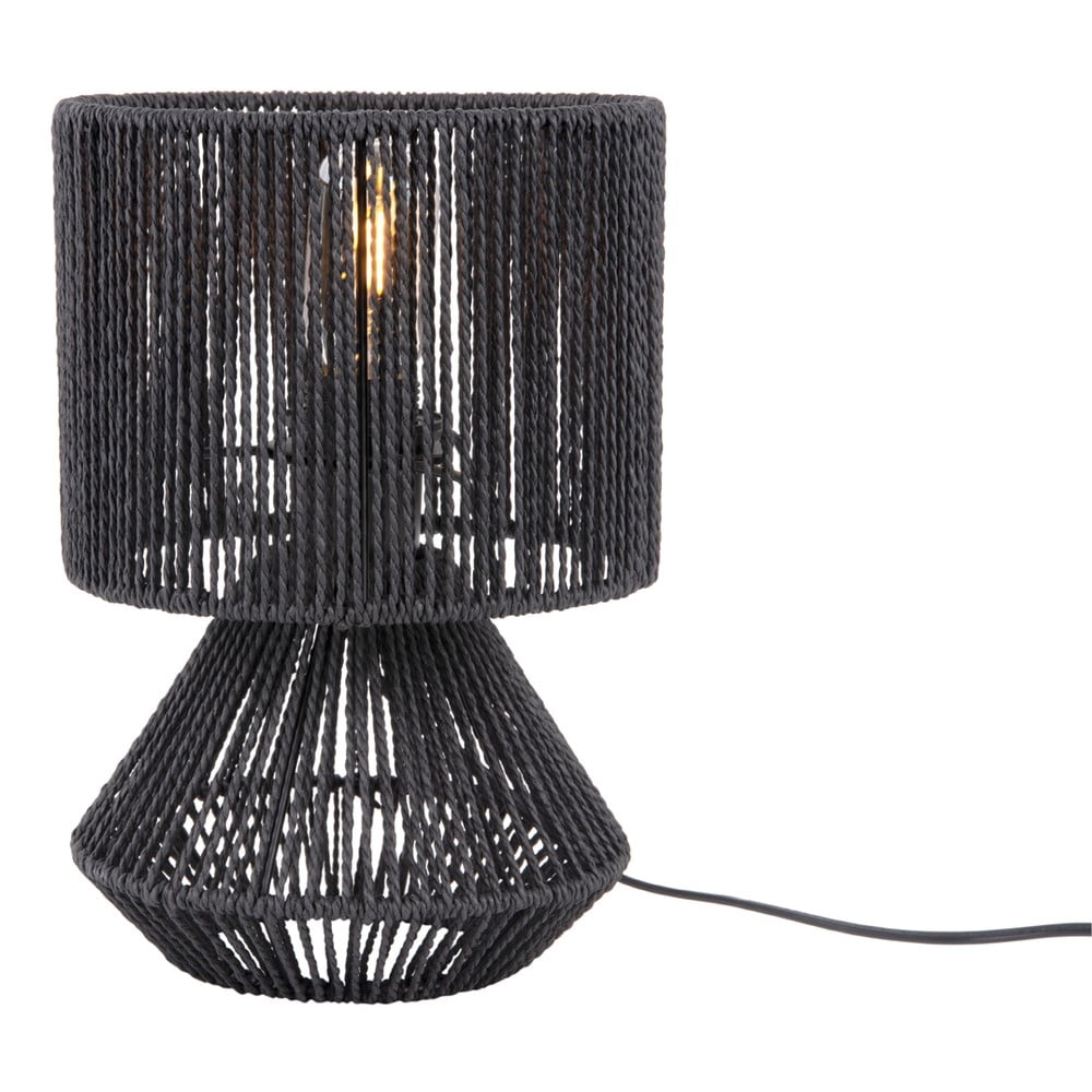 Fekete asztali lámpa papír zsinór búrával (magasság 30 cm)  Forma  – Leitmotiv