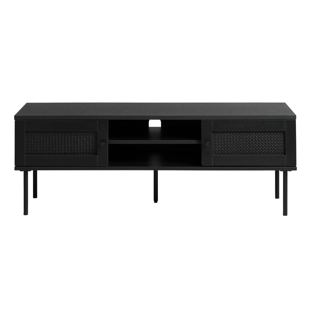 Fekete TV-állvány tölgyfa dekorral 120x43 cm Pensacola – Unique Furniture