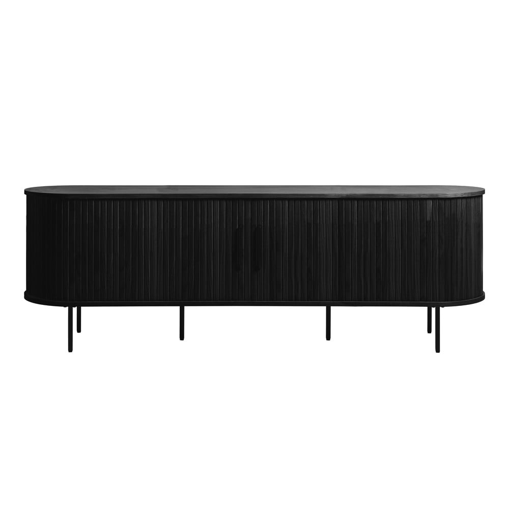 Fekete TV-állvány tölgyfa dekorral 56x180 cm Nola – Unique Furniture