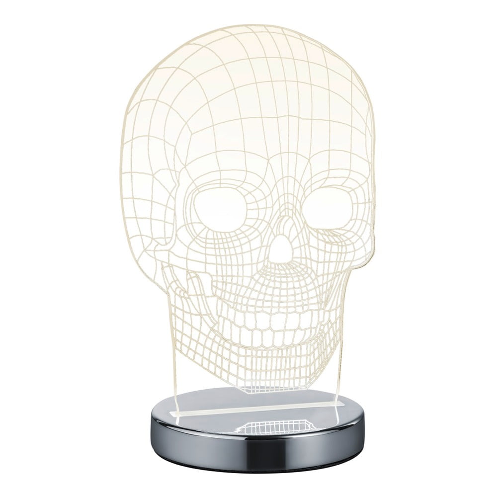 Fényes ezüstszínű LED asztali lámpa (magasság 21 cm) Skull – Trio