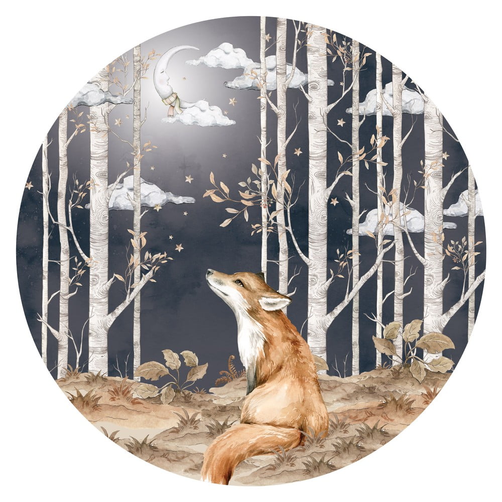 Fox in a Circle gyerek falmatrica, ø 150 cm - Dekornik