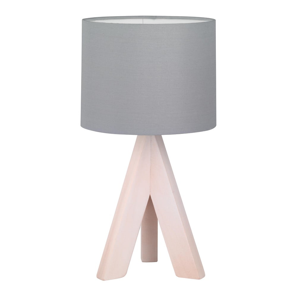 Ging szürke fa-szövet asztali lámpa, magasság 31 cm - Trio