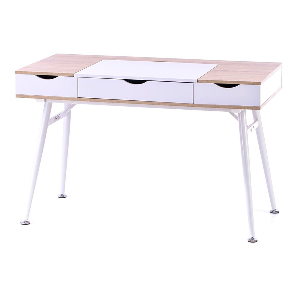 Íróasztal tölgyfa dekoros asztallappal 60x120 cm Faryn – Homede