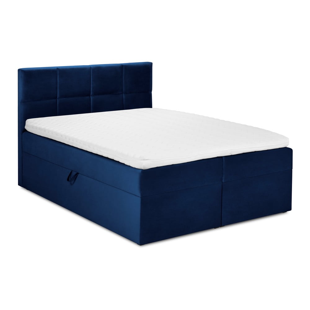 Kék boxspring ágy tárolóhellyel 200x200 cm Mimicry – Mazzini Beds