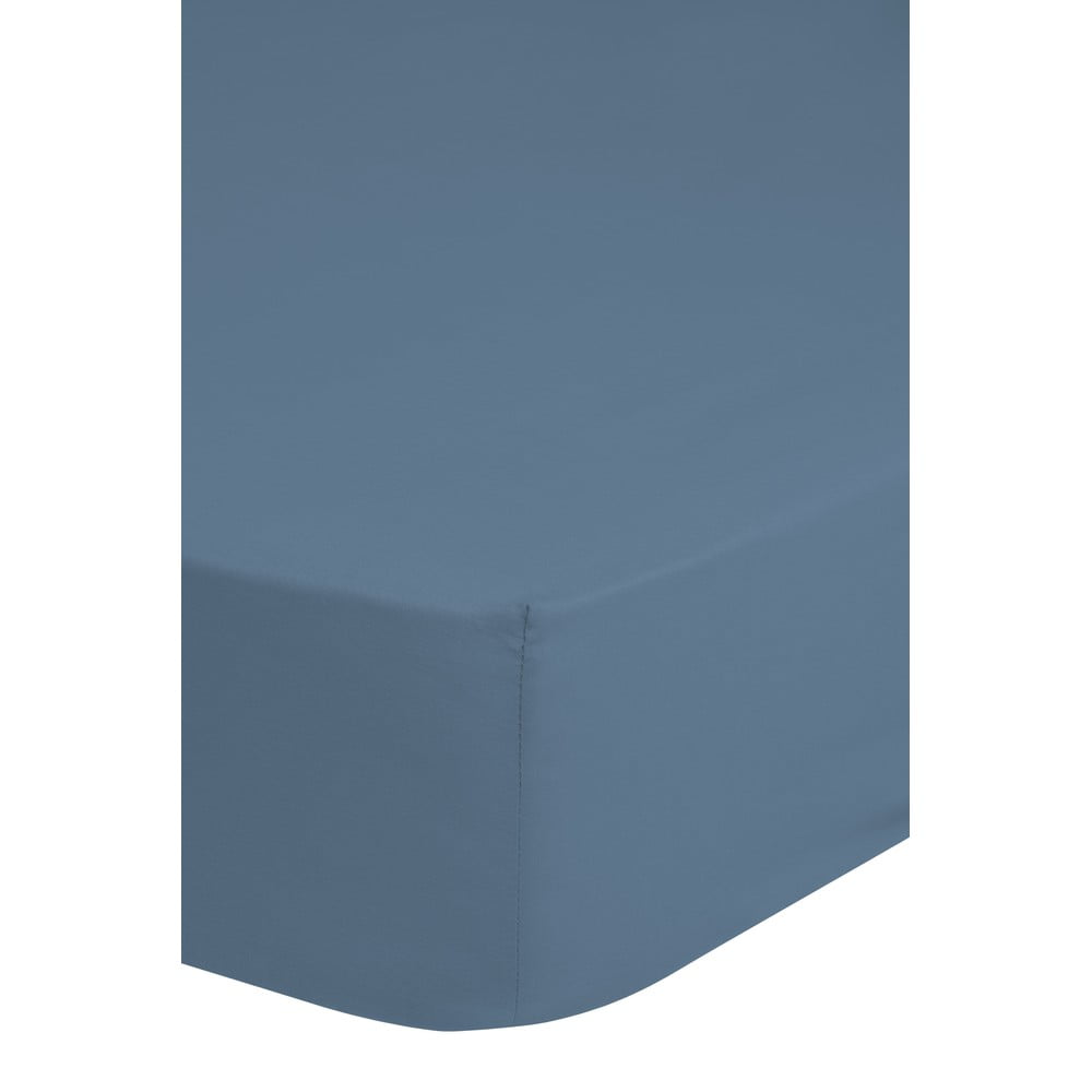 Kék pamut-szatén gumis lepedő, 140 x 200 cm - HIP