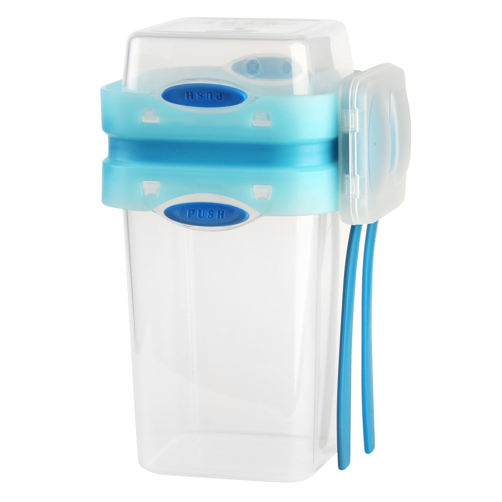 Kétrészes kék ételes doboz evőeszközökkel, 650 ml + 230 ml - Vialli Design