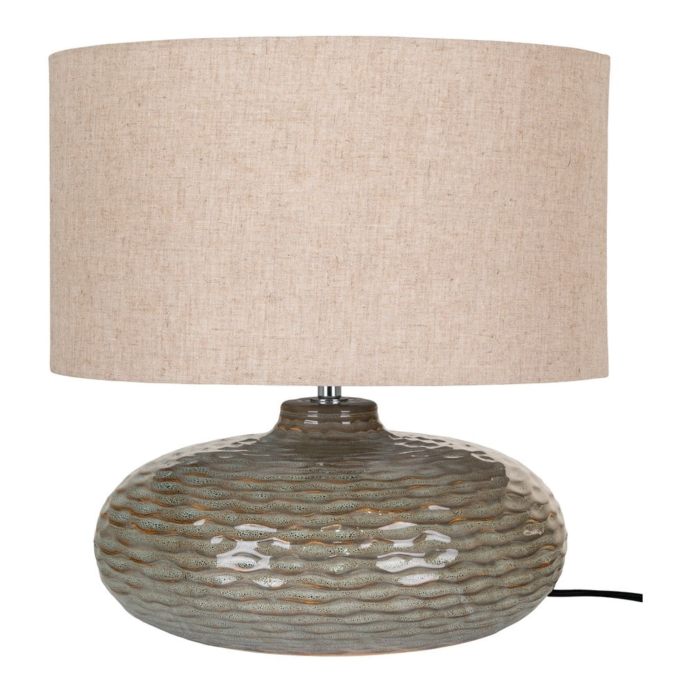 Khaki kerámia asztali lámpa textil búrával (magasság 44 cm) Oldham – House Nordic