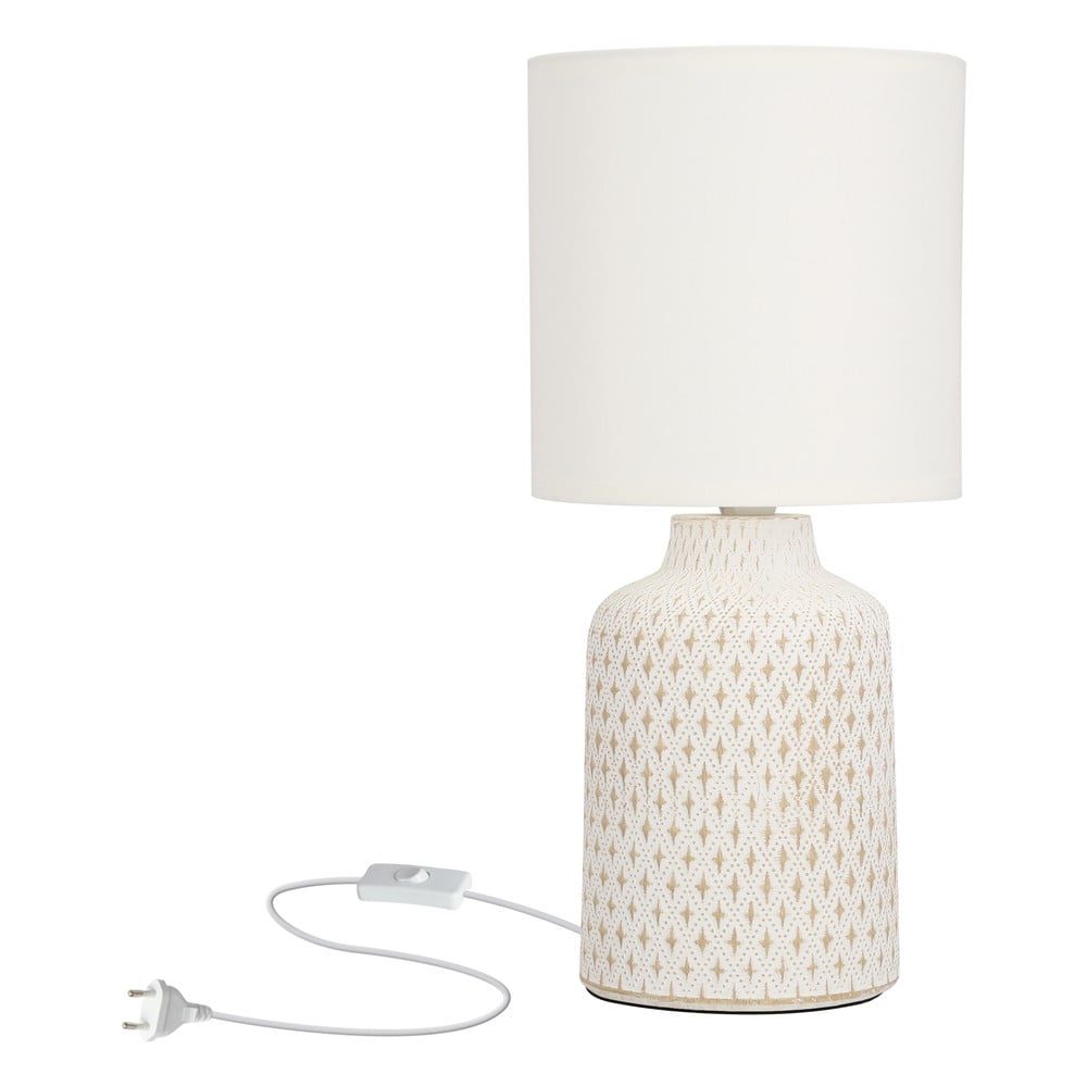 Krémszínű asztali lámpa textil búrával (magasság 32 cm) Iner – Candellux Lighting