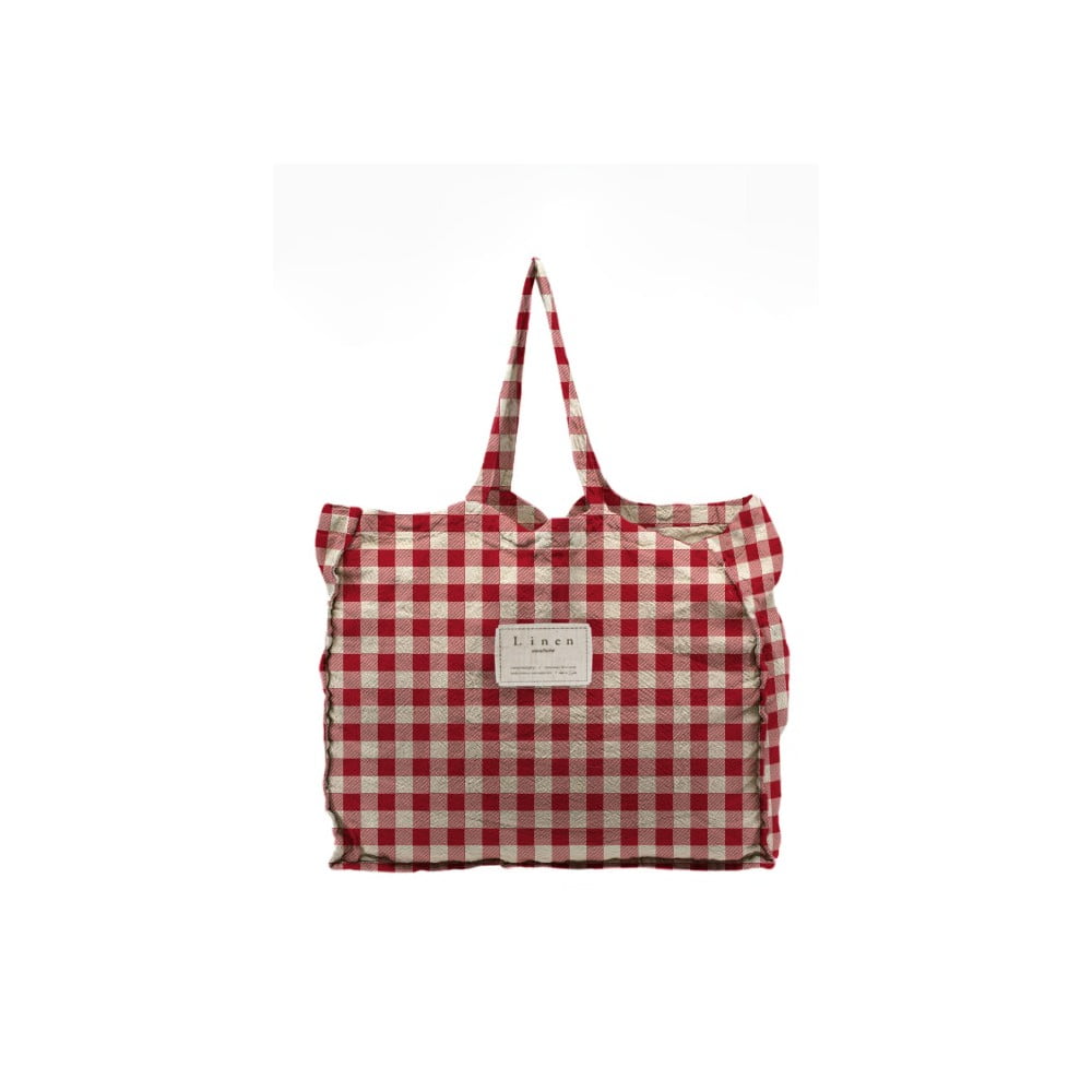 Linen Bag Red Vichy szövet táska - Really Nice Things