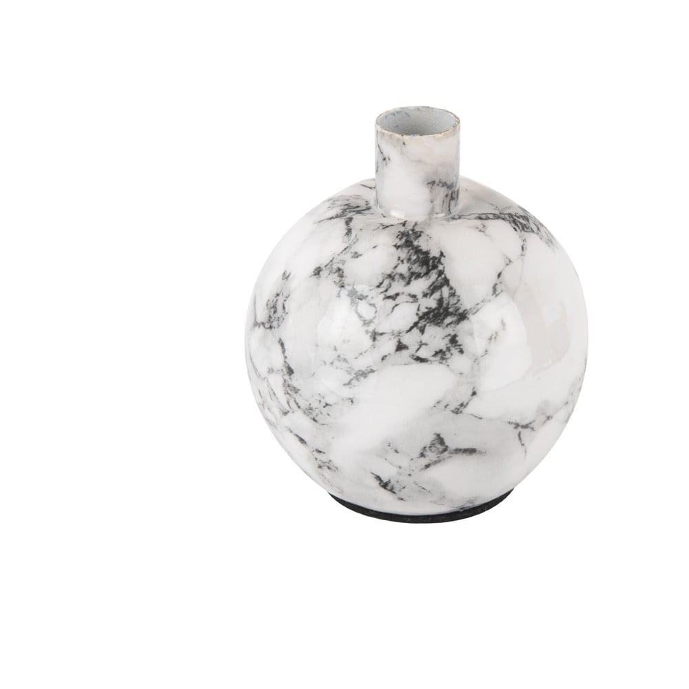 Marble fehér-fekete vas gyertyatartó, magasság 10 cm - PT LIVING