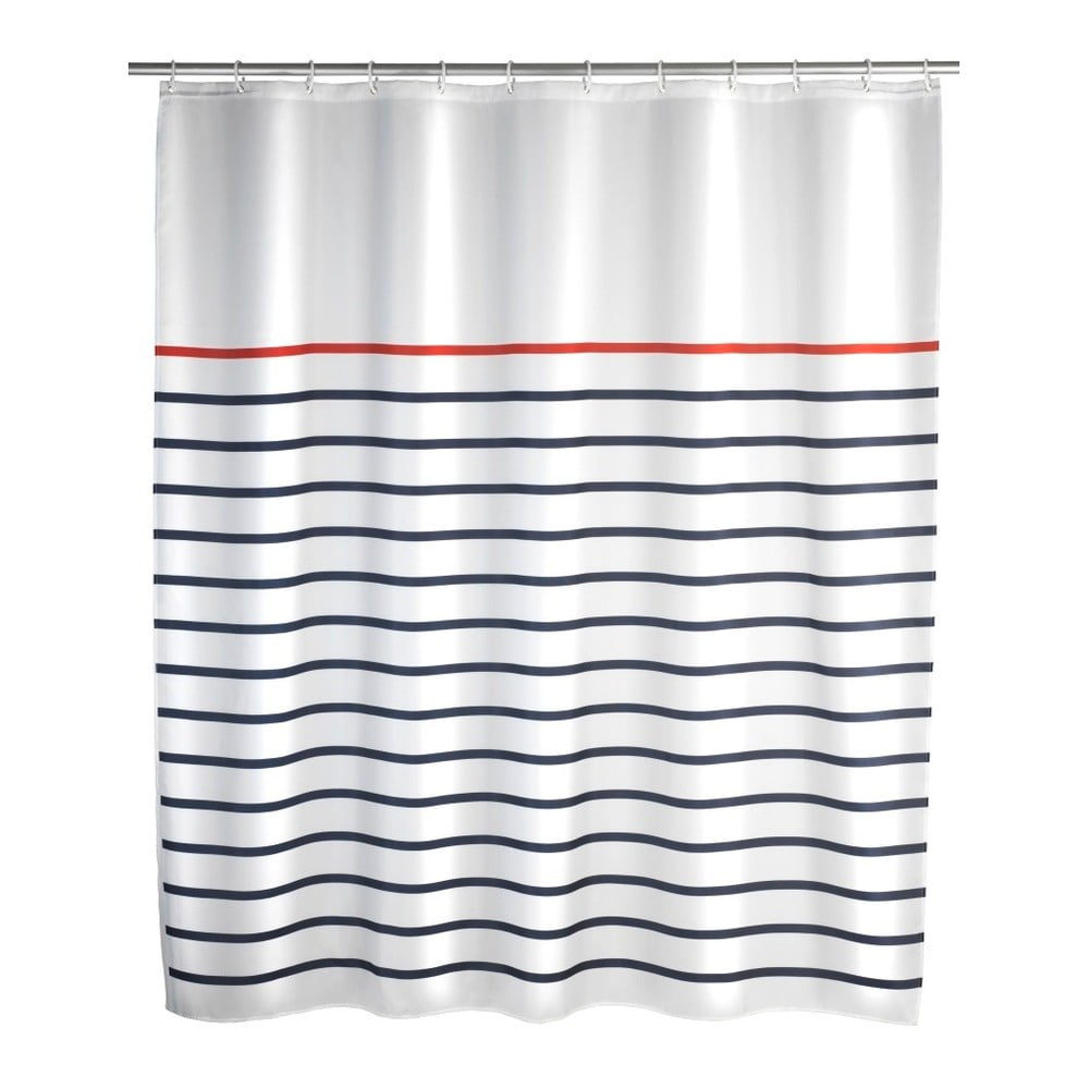 Marine fehér-kék zuhanyfüggöny, 180 x 200 cm - Wenko