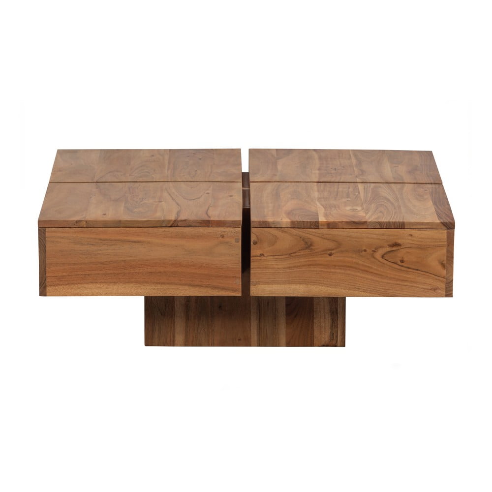 Natúr színű dohányzóasztal akácfa asztallappal 80x80 cm Lyra – WOOOD