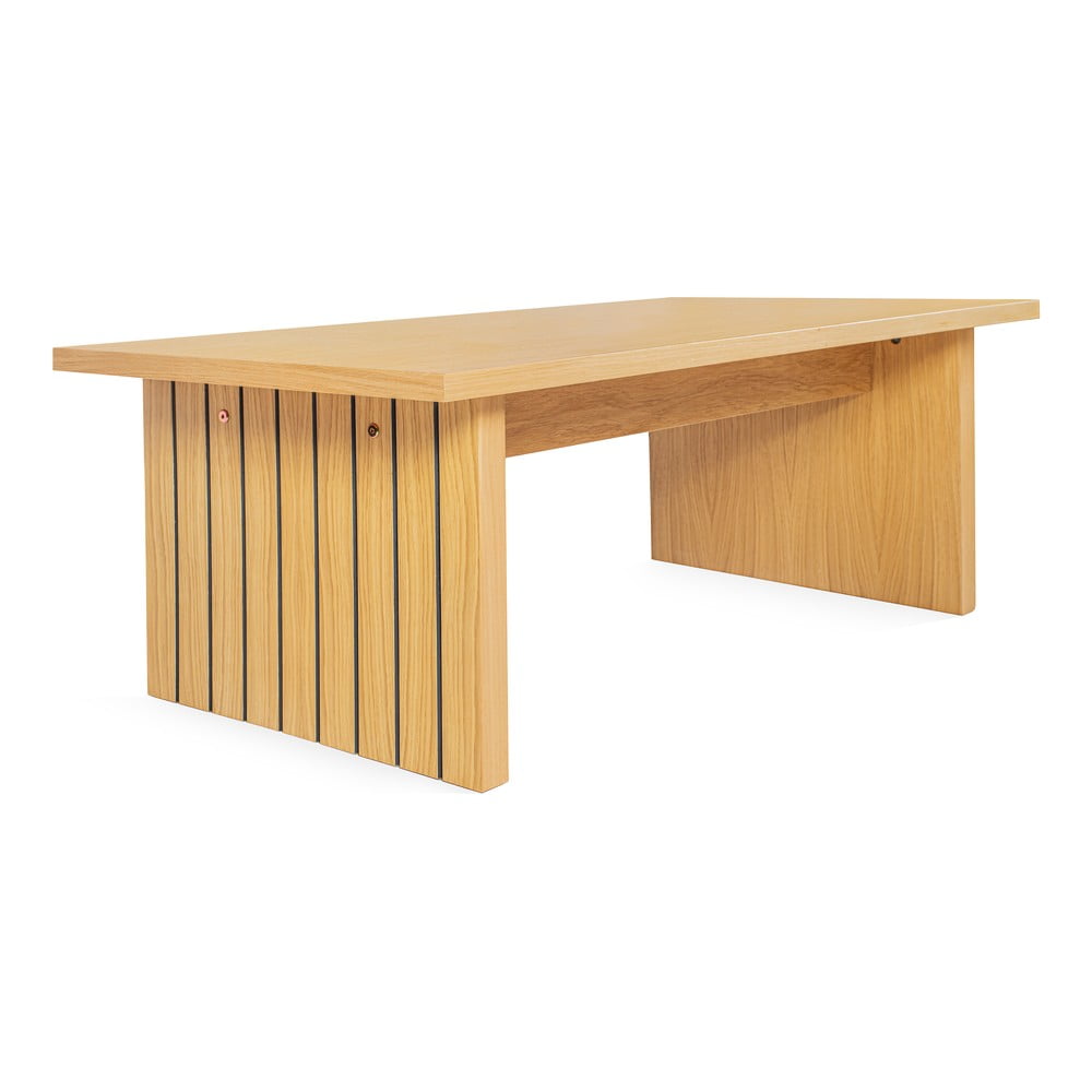 Natúr színű dohányzóasztal tölgyfa dekoros asztallappal 60x120 cm Stripe – Woodman