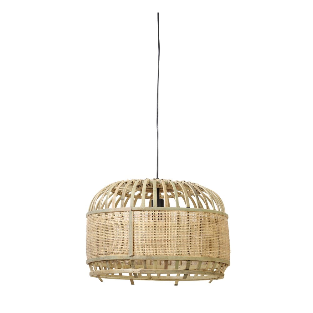 Natúr színű mennyezeti lámpa bambusz-rattan búrával ø 49 cm Dalika – Light & Living