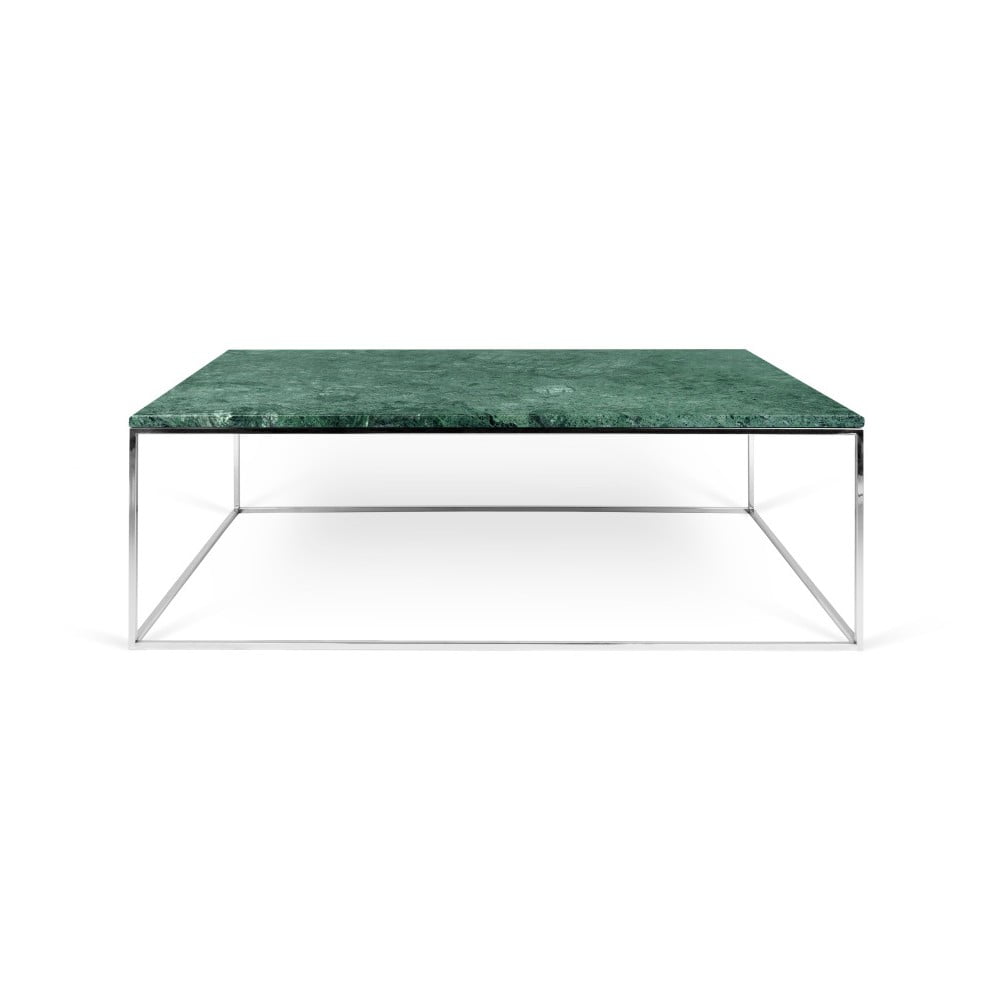 Prairie dohányzóasztal krómozott lábakkal és zöld márvány asztallappal, 75 x 120 cm - TemaHome