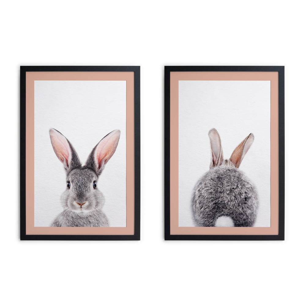 Rabbit 2 db festmény fekete keretben, 40 x 30 cm - Madre Selva