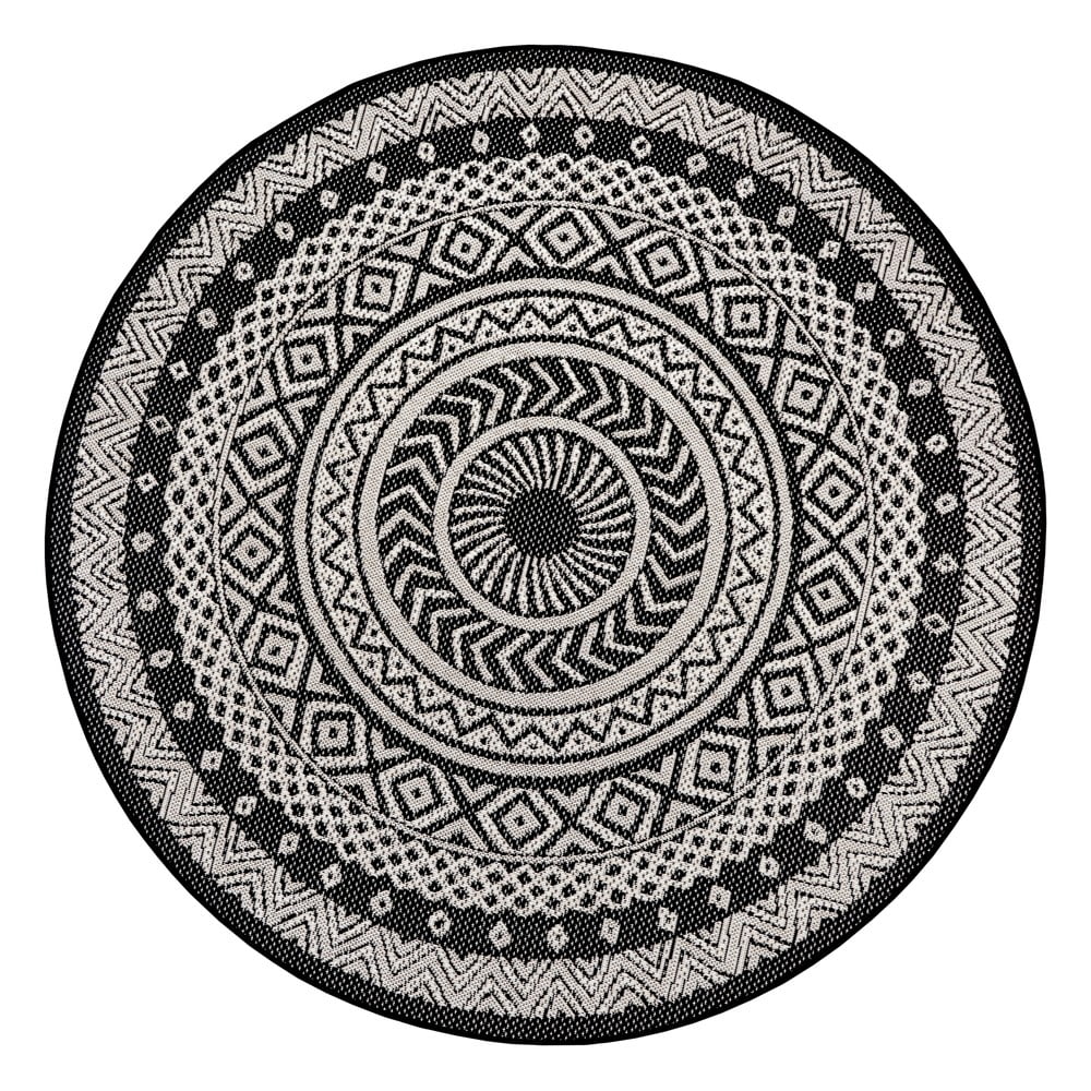 Round fekete-szürke kültéri szőnyeg, ø 120 cm - Ragami
