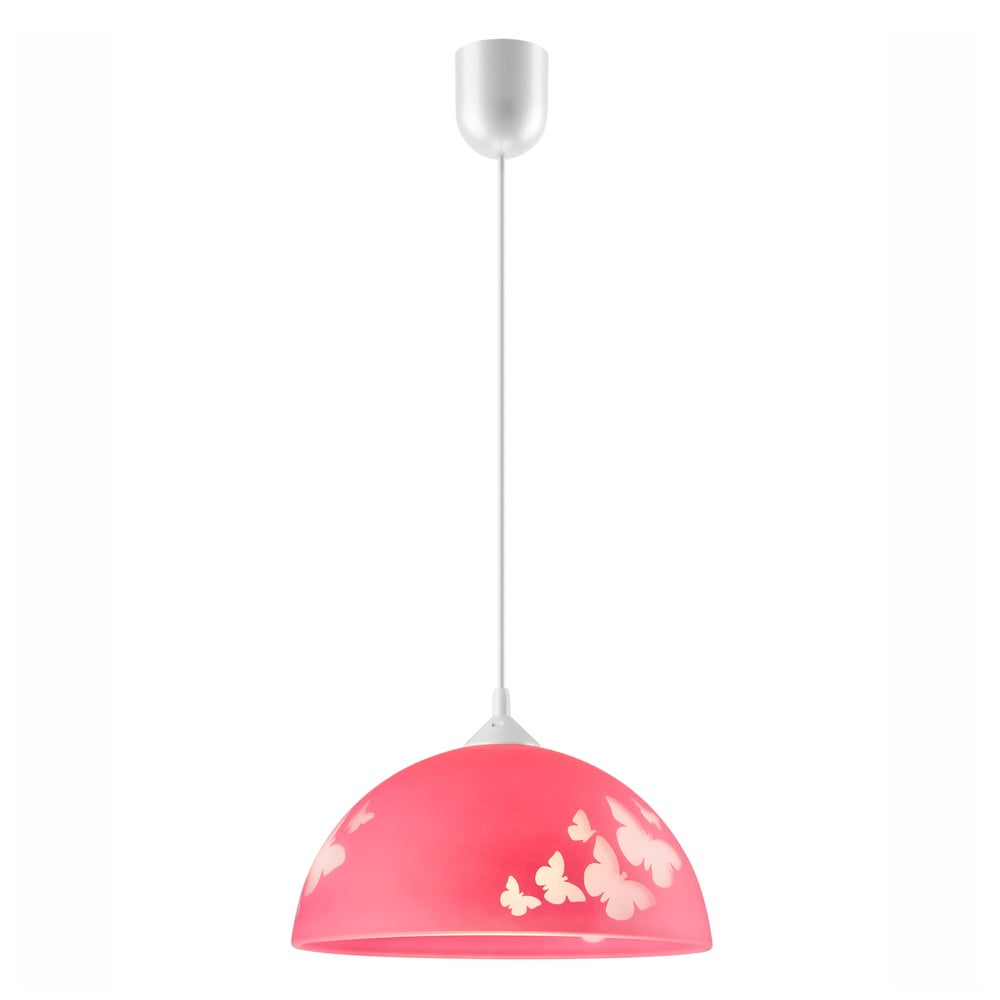 Rózsaszín gyerek lámpa üveg búrával ø 30 cm Mariposa – LAMKUR