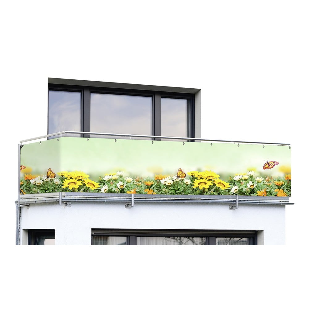Sárga-zöld műanyag erkély belátásgátló 500x85 cm Butterfly – Maximex