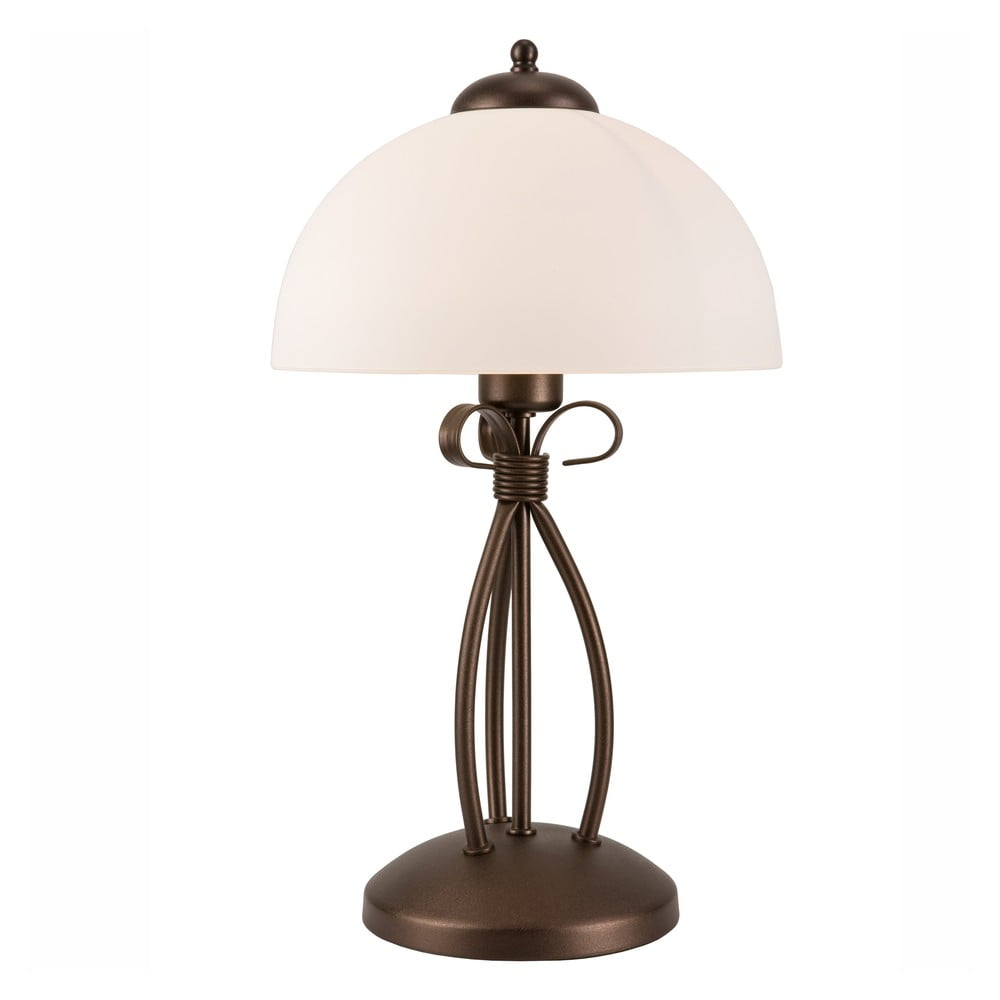 Sötétbarna asztali lámpa üveg búrával (magasság 43 cm) Adelle – LAMKUR