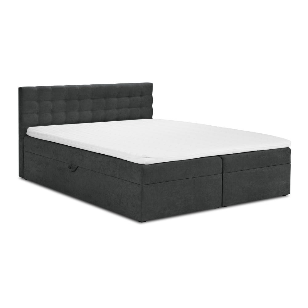 Sötétszürke boxspring ágy tárolóhellyel 160x200 cm Jade – Mazzini Beds