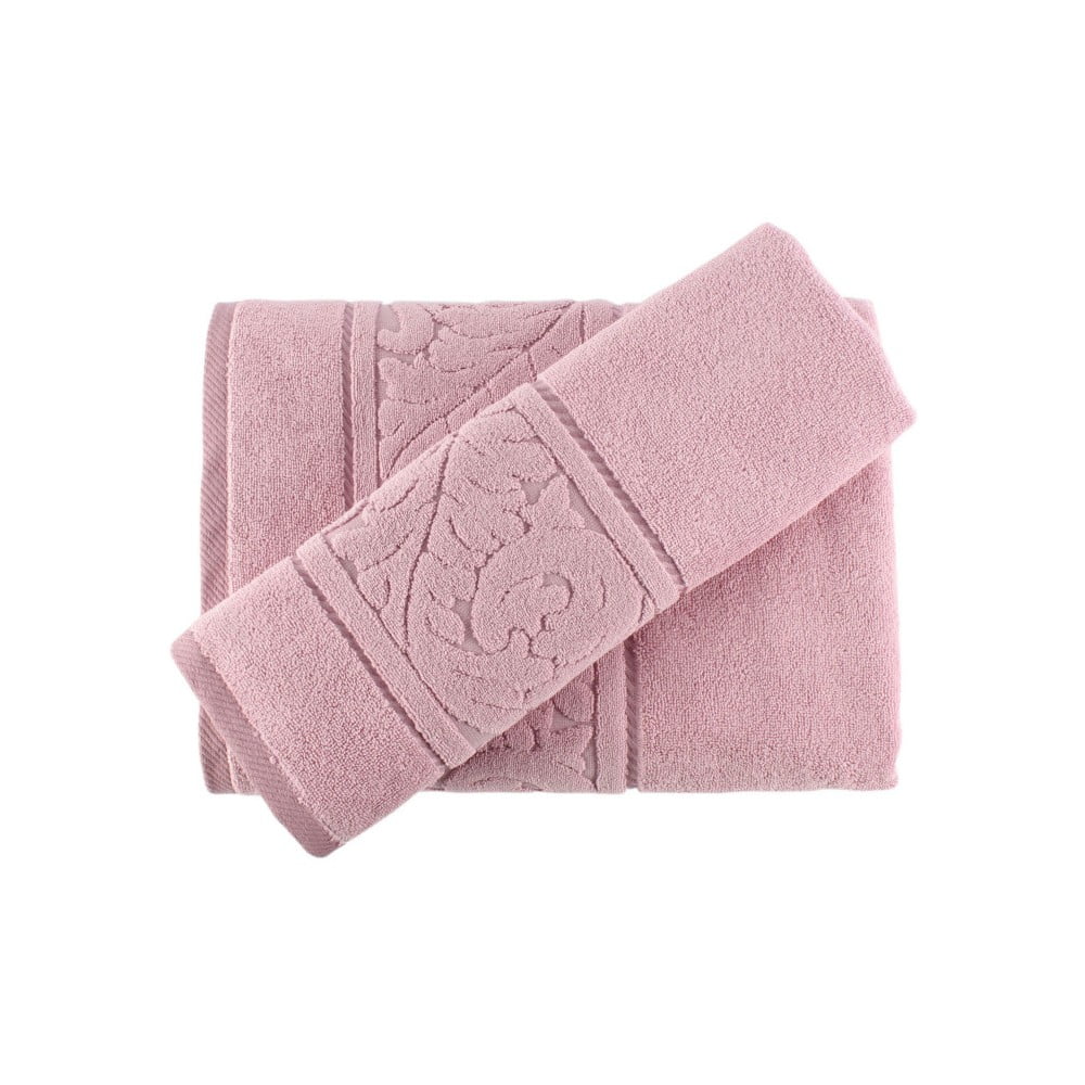 Sultan rózsaszín kéztörlő és fürdőlepedő szett - Confetti