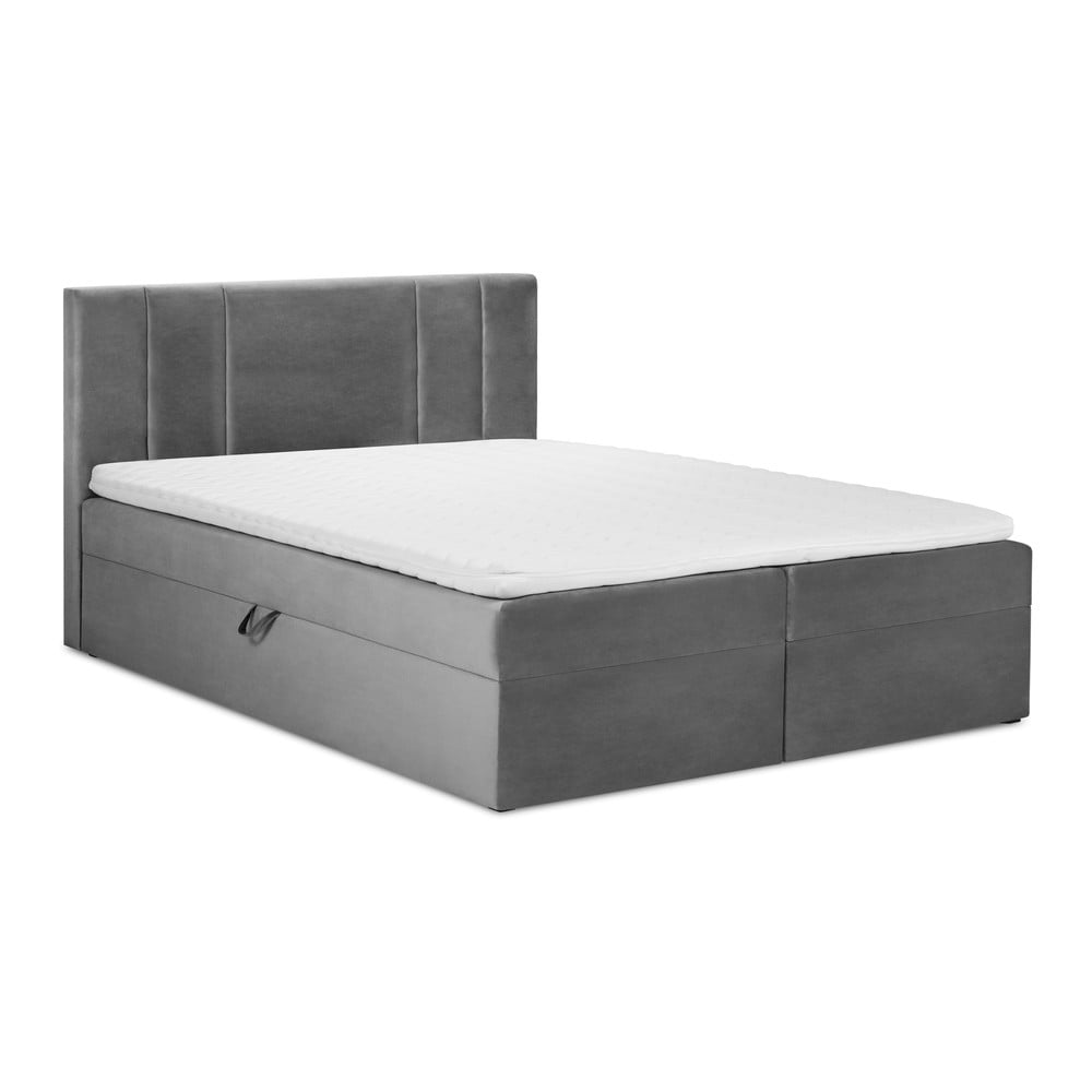 Szürke boxspring ágy tárolóhellyel 160x200 cm Afra – Mazzini Beds