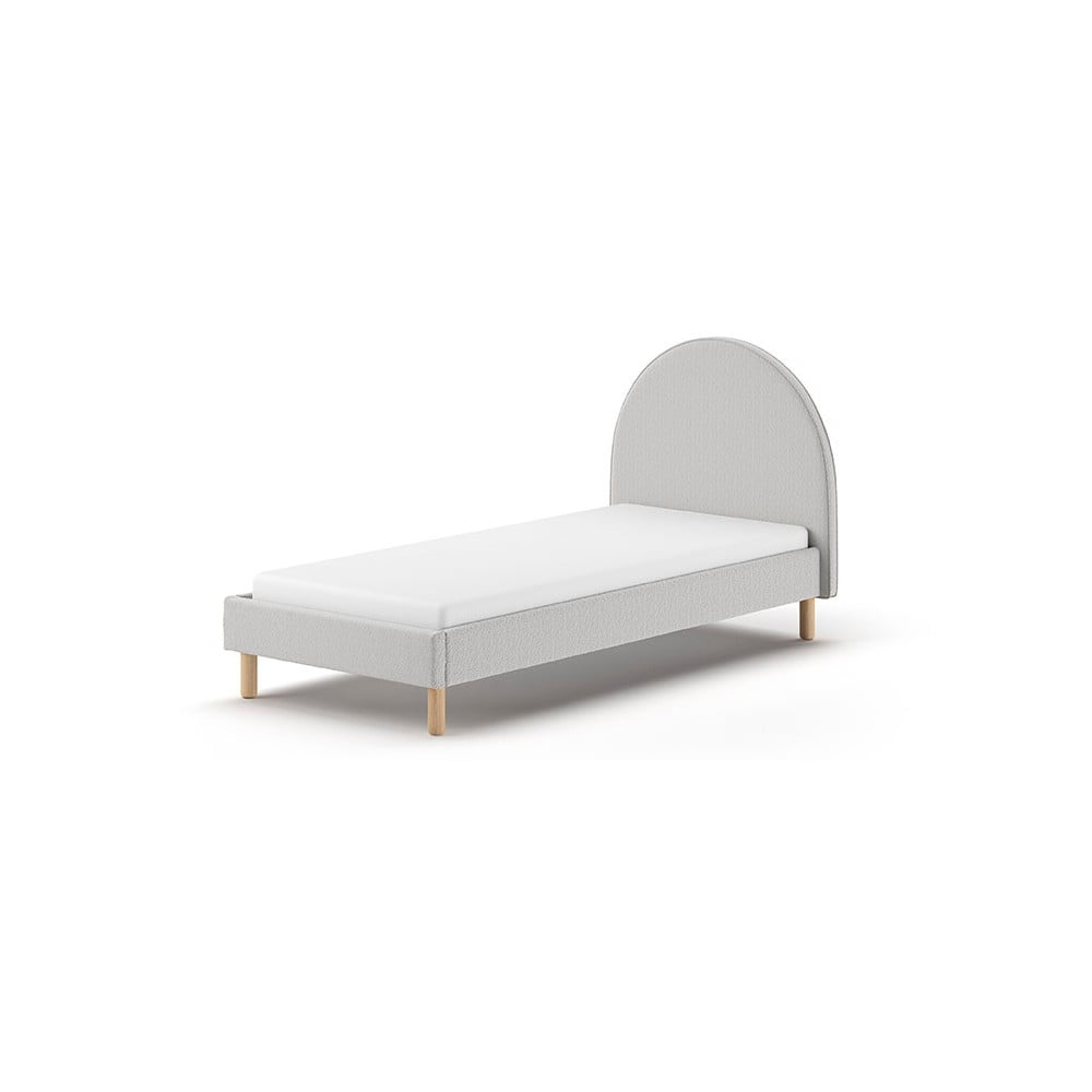 Szürke kárpitozott egyszemélyes ágy ágyráccsal 90x200 cm MOON – Vipack