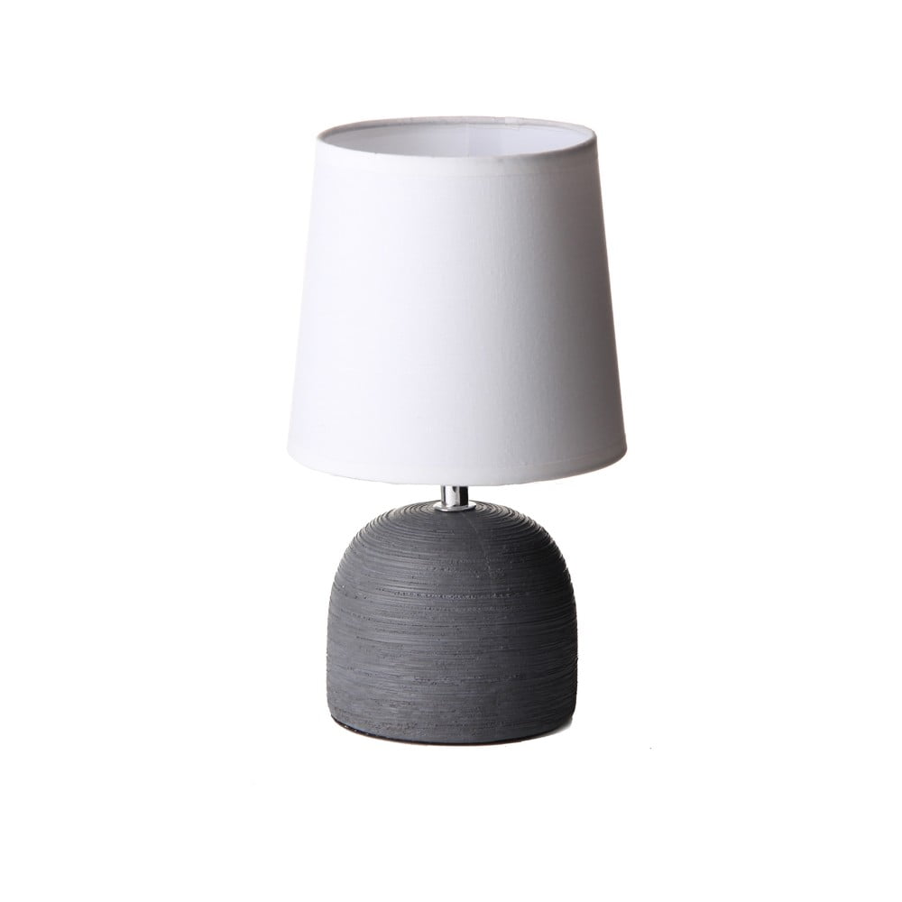 Szürke kerámia asztali lámpa textil búrával (magasság 27,5 cm) – Casa Selección