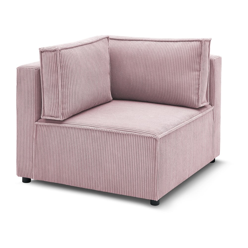 Világos rózsaszín kordbársony kanapé modul (variálható) Nihad modular – Bobochic Paris