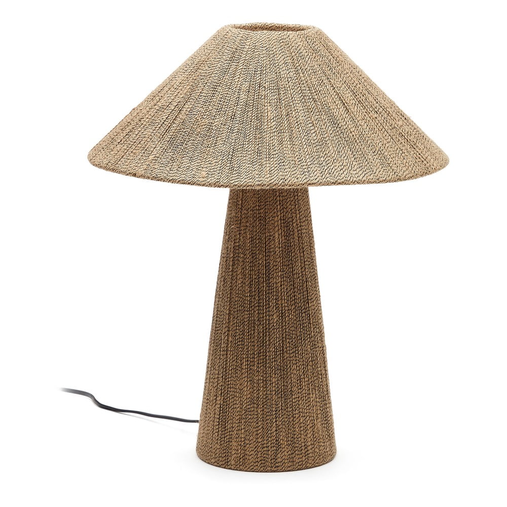 Világosbarna asztali lámpa juta búrával (magasság 46 cm) Renee – Kave Home