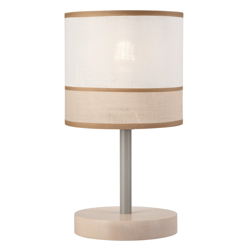 Világosbarna asztali lámpa textil búrával (magasság 30 cm) Andrea – LAMKUR