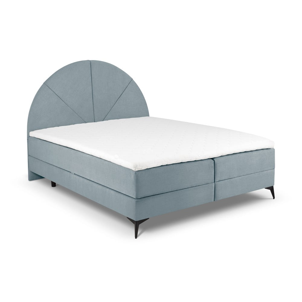 Világoskék boxspring ágy tárolóhellyel 180x200 cm Sunset – Cosmopolitan Design