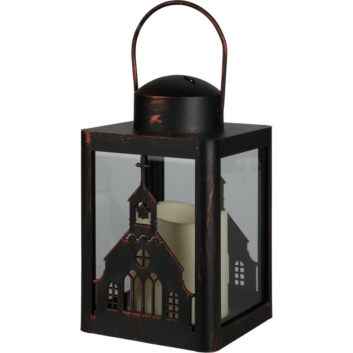 Church Lámpás LED-es gyertyával fekete, 10 x 16 cm