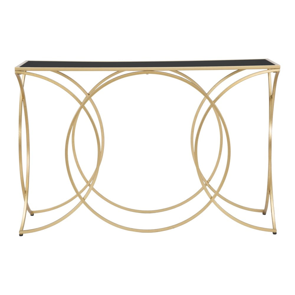 Fekete-aranyszínű konzolasztal üveg asztallappal 40x120 cm Infinity – Mauro Ferretti
