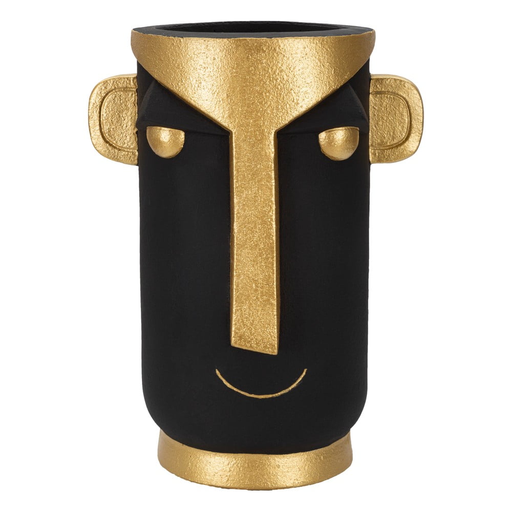 Fekete-aranyszínű magas poligyanta váza 40 cm Tribal – Mauro Ferretti