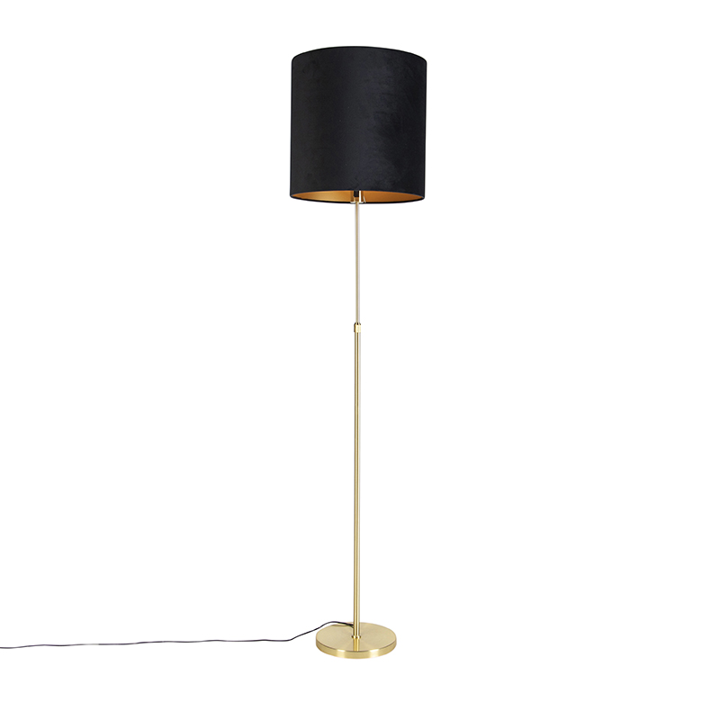Állólámpa arany / sárgaréz, fekete velúr árnyalattal 40/40 cm - Parte