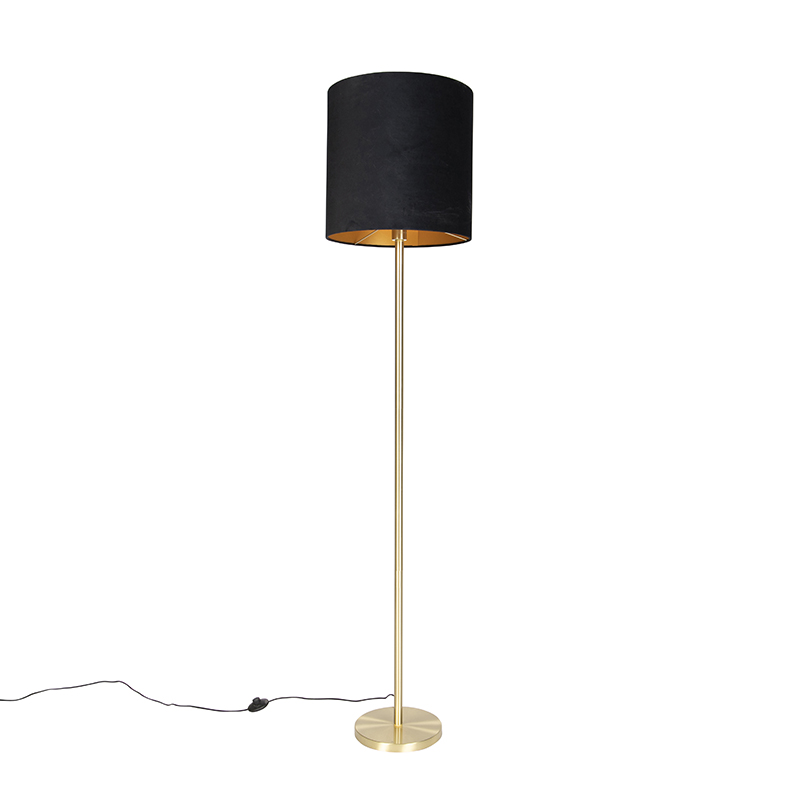 Klasszikus állólámpa sárgaréz, fekete árnyalattal, 40 cm - Simplo