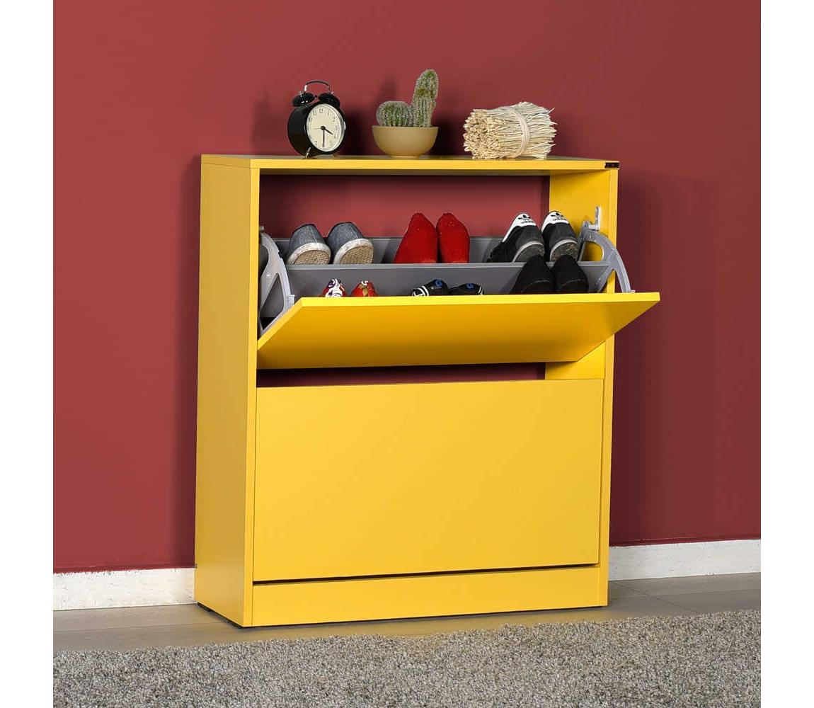 Adore Furniture Cipősszekrény 84x73 cm sárga 