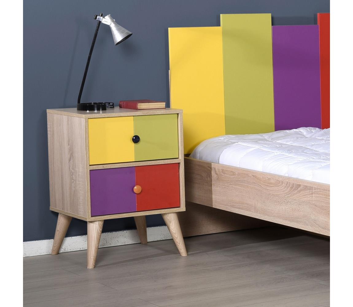 Adore Furniture Éjjeliszekrény 66x44 cm barna/színes 