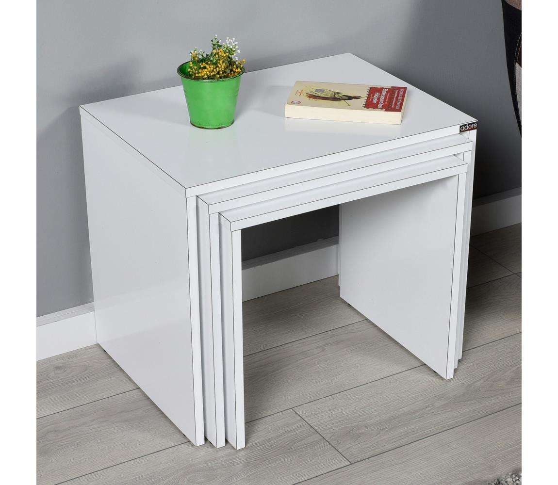 Adore Furniture KÉSZLET 3x Kávésasztal fehér 
